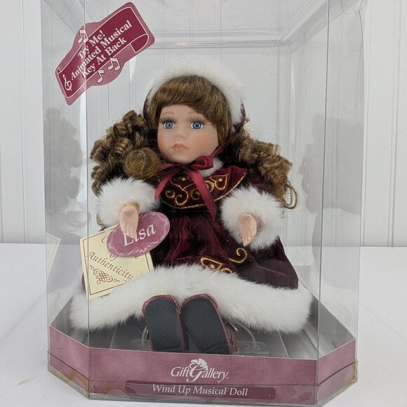 Vintage Porcelain Wind Up Musical Doll Lisa Mozart's Lullaby Gift Gallery in Box - Picture 1 of 11